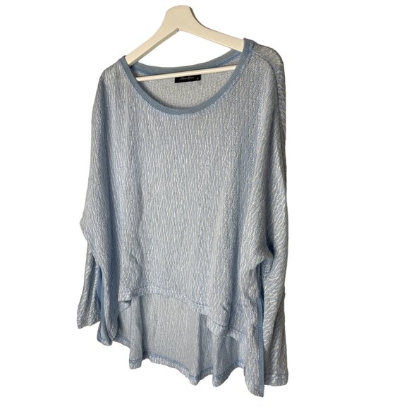 Anna Grace Oversized Knit Sweater Blue White Medium Layered Casual Fall - Picture 13 of 13